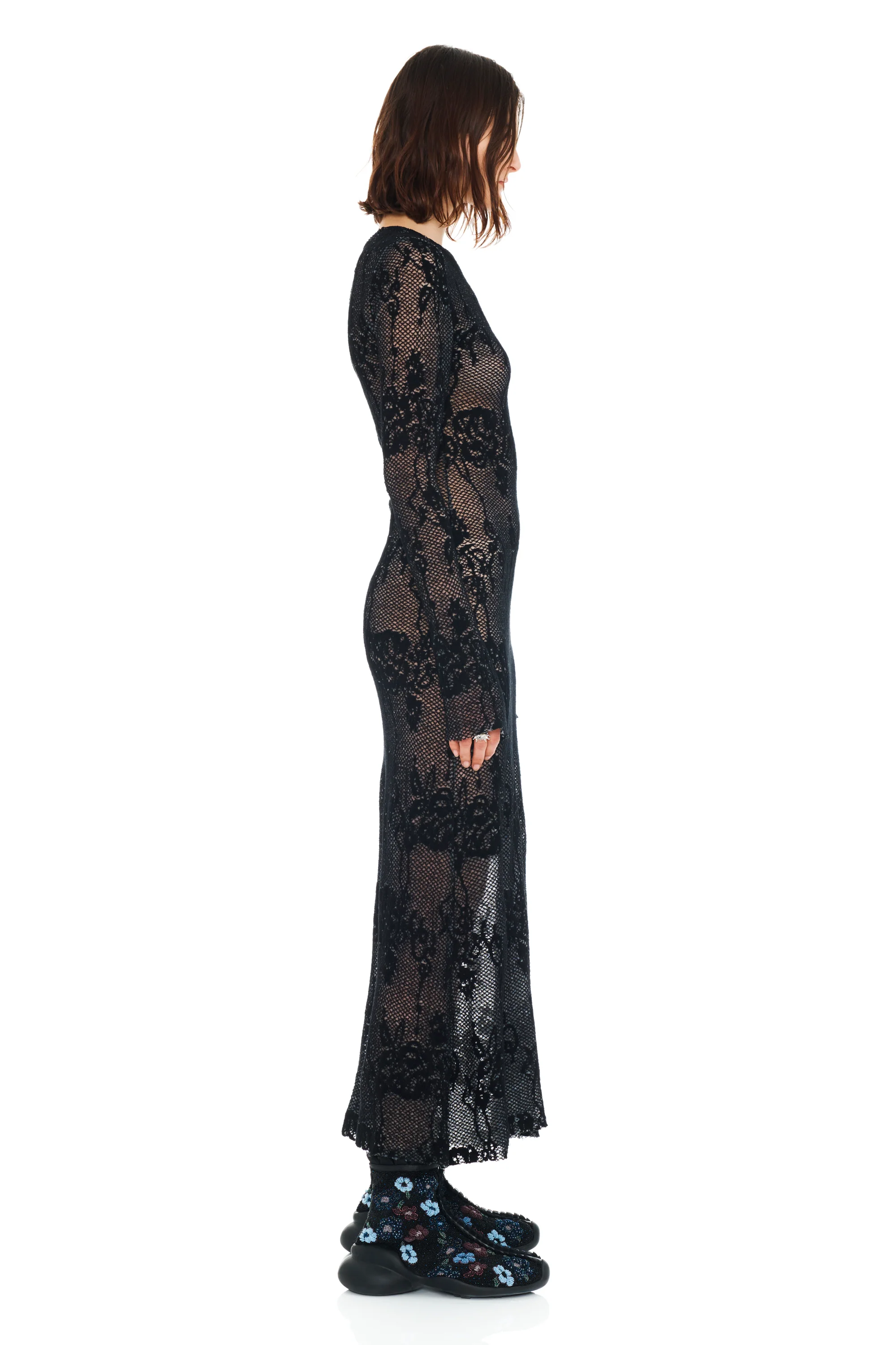 BLACK KNIT LACE YURI DRESS - Image 4