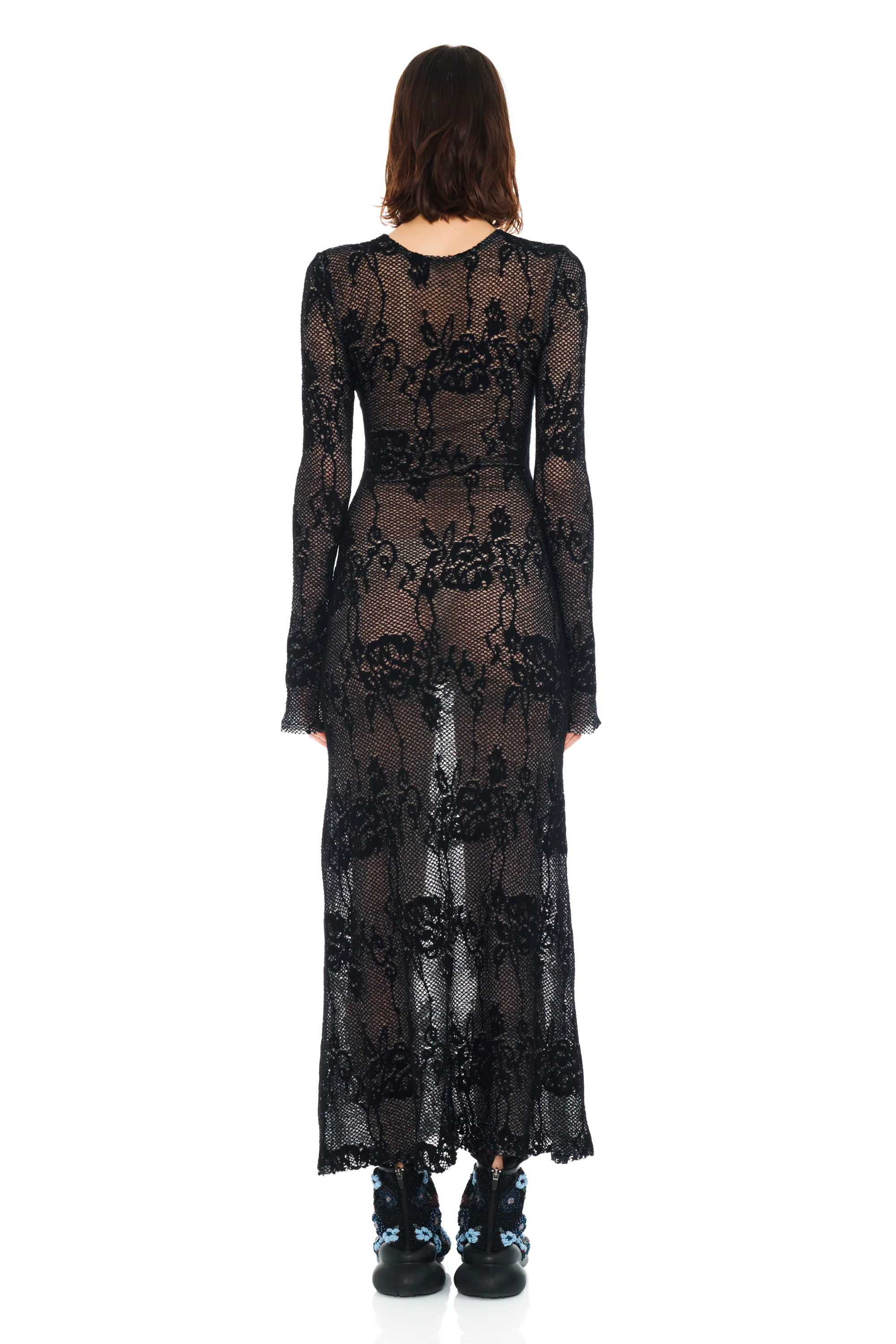 BLACK KNIT LACE YURI DRESS - Image 5