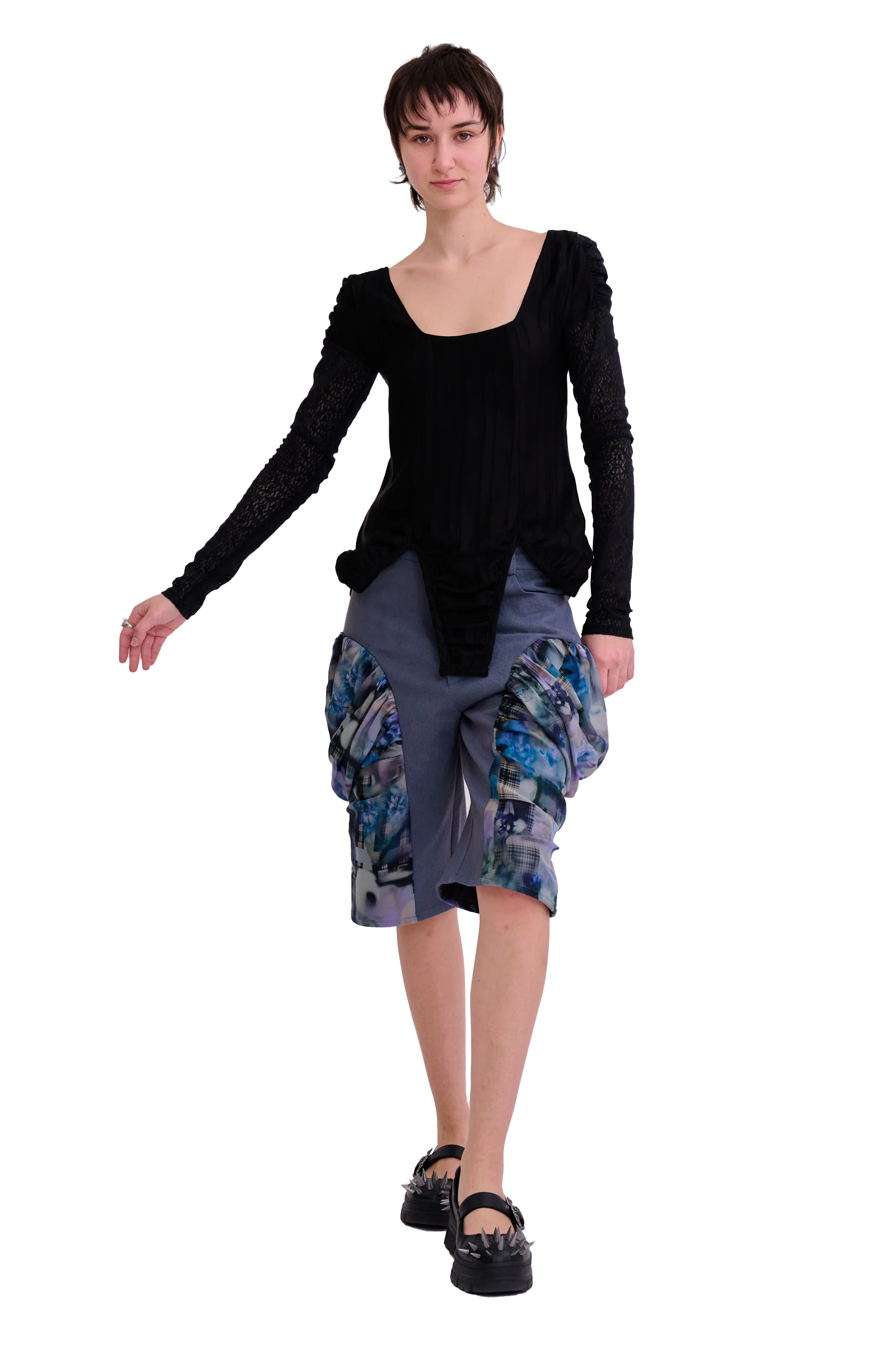 BLACK SATIN STRIPE MAGNOLIA TOP - Image 3