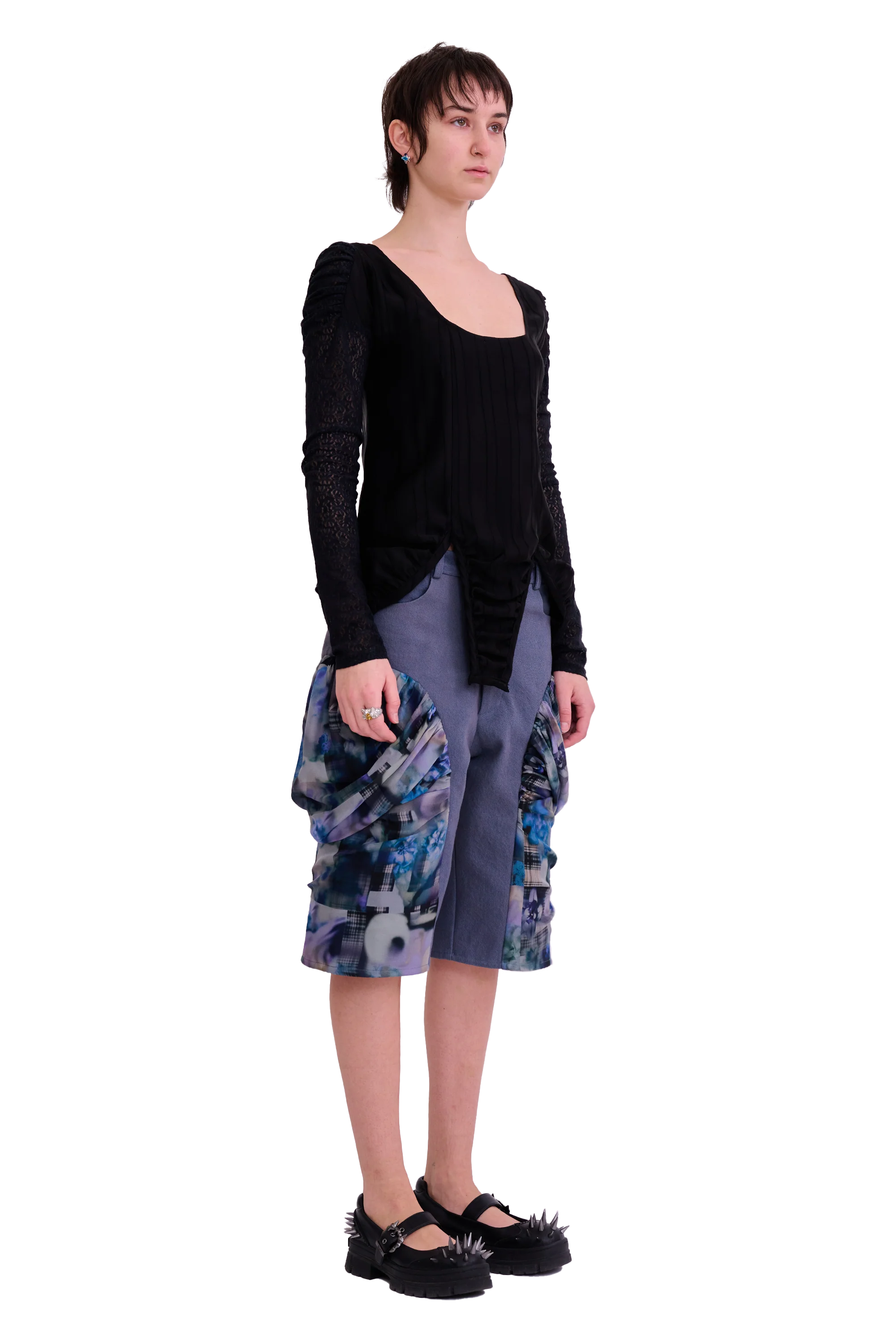 BLACK SATIN STRIPE MAGNOLIA TOP - Image 6