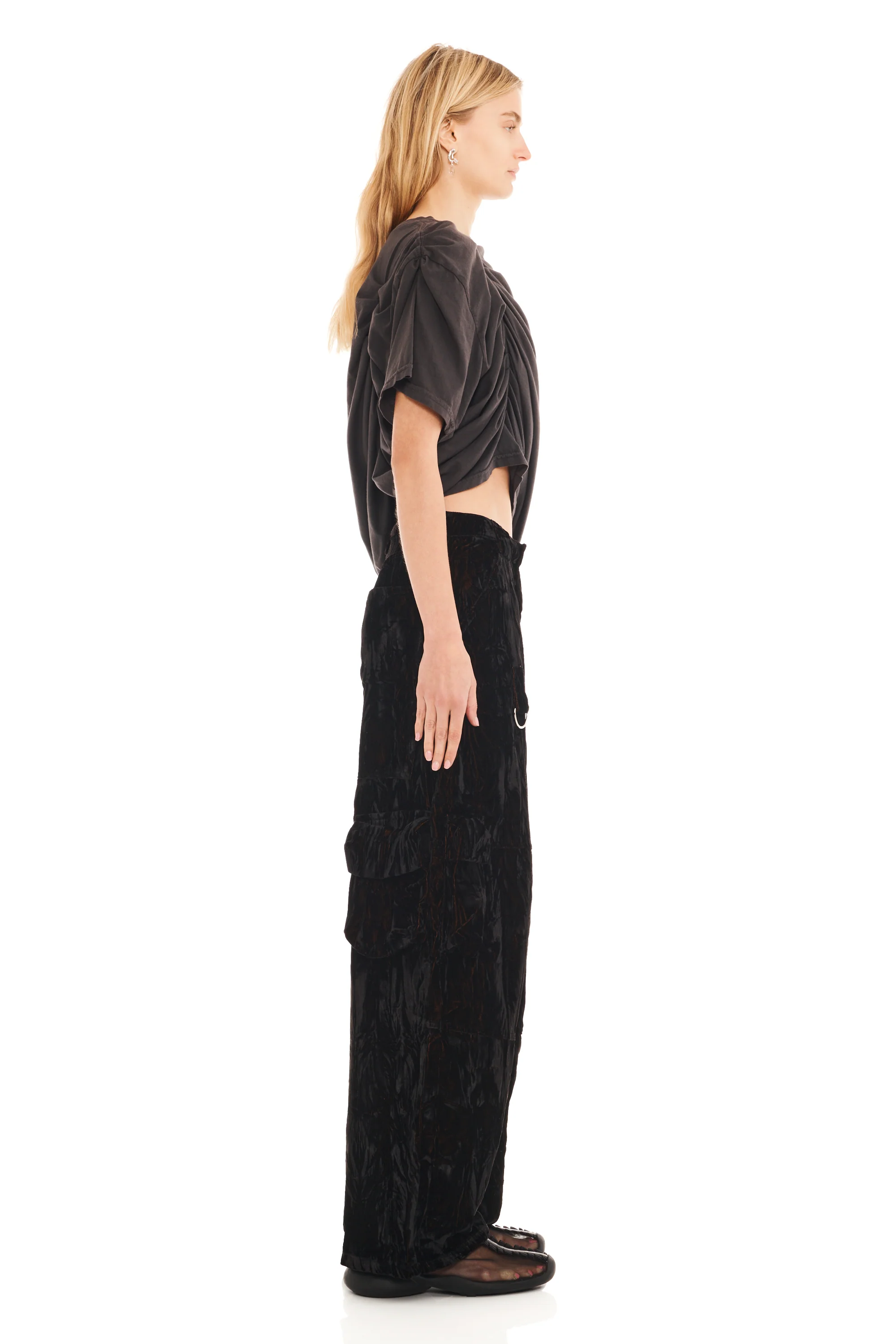 BLACK VELVET LAWN CARGO PANT - Image 4