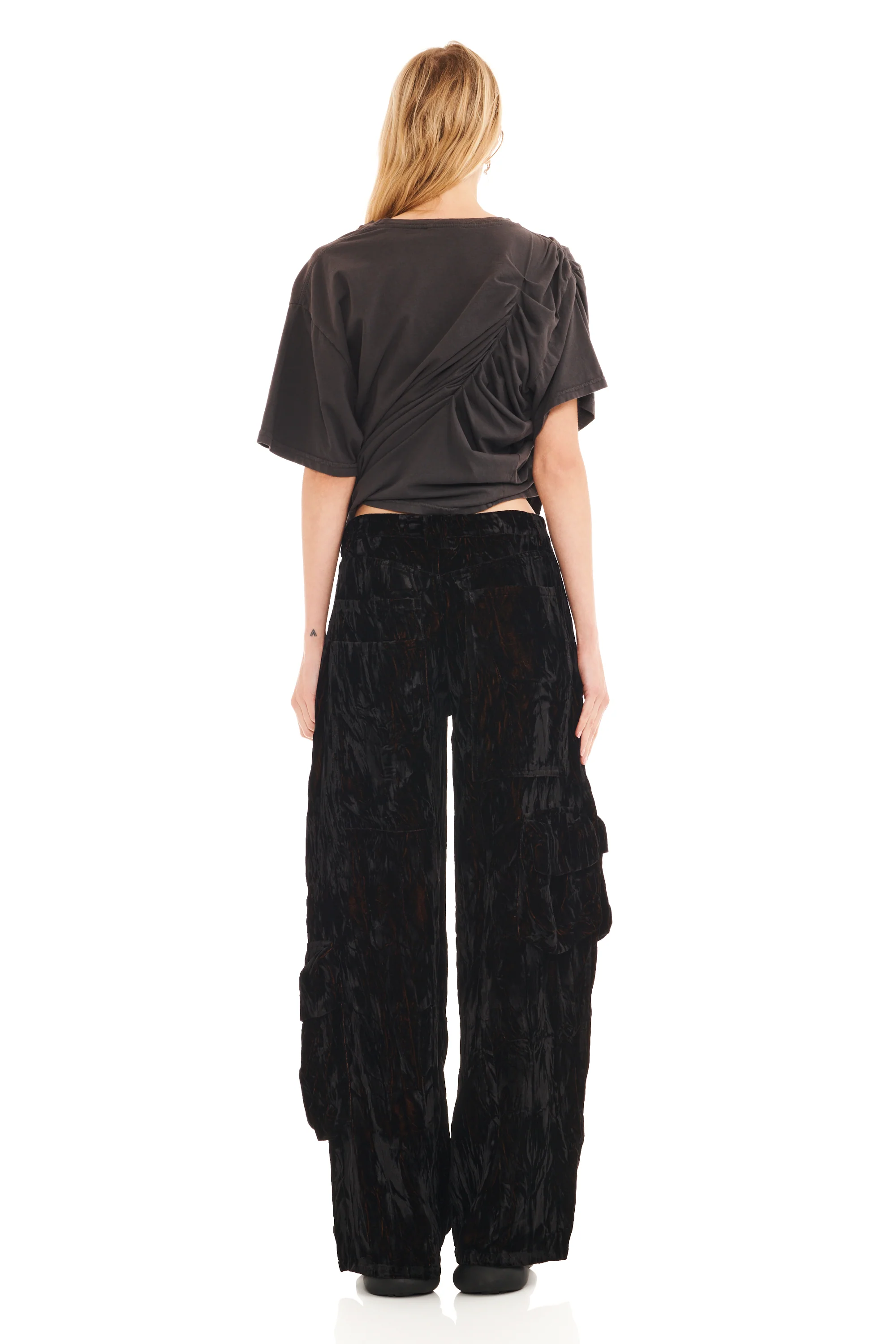 BLACK VELVET LAWN CARGO PANT - Image 5