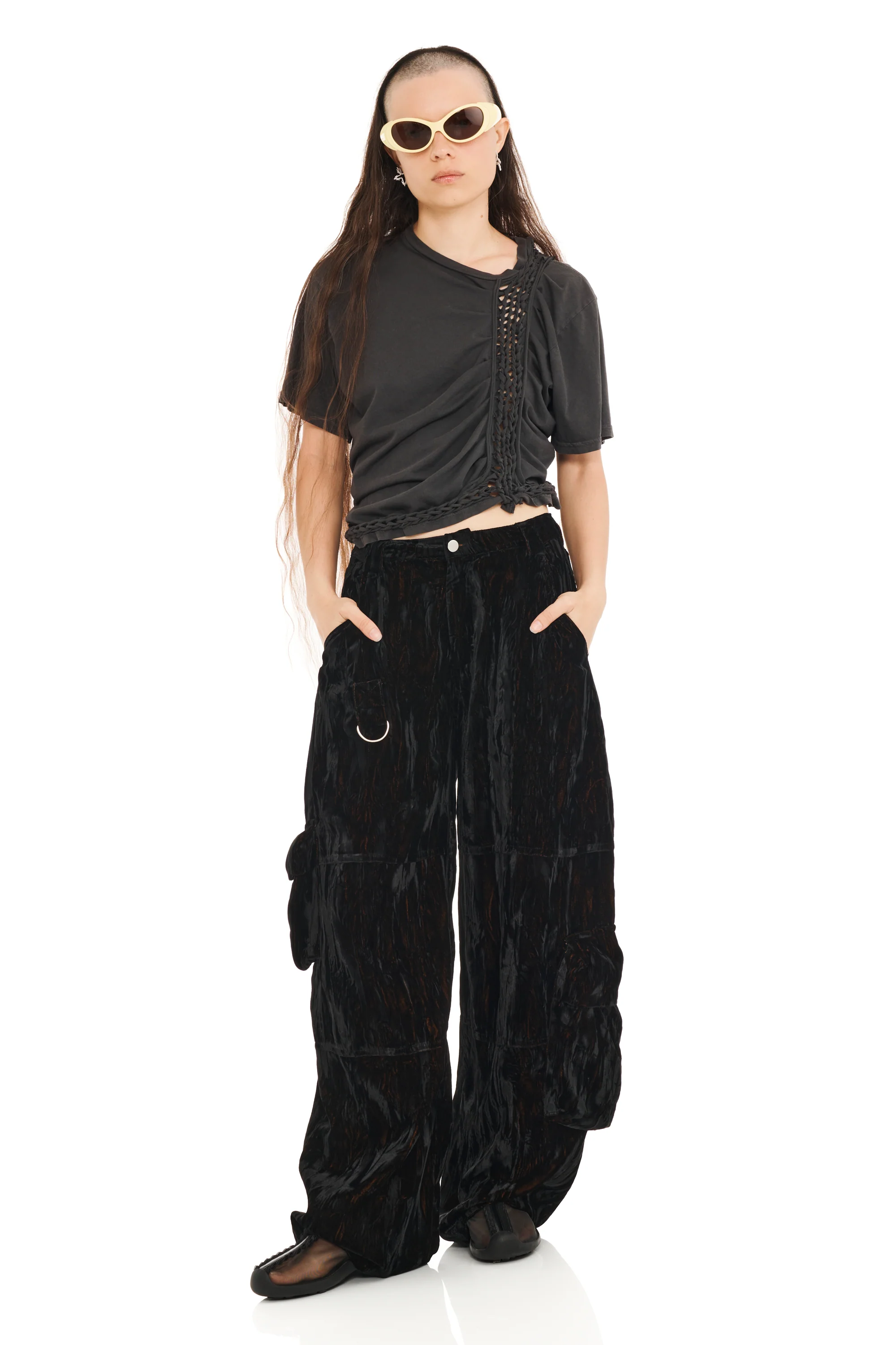 BLACK VELVET LAWN CARGO PANT - Image 6