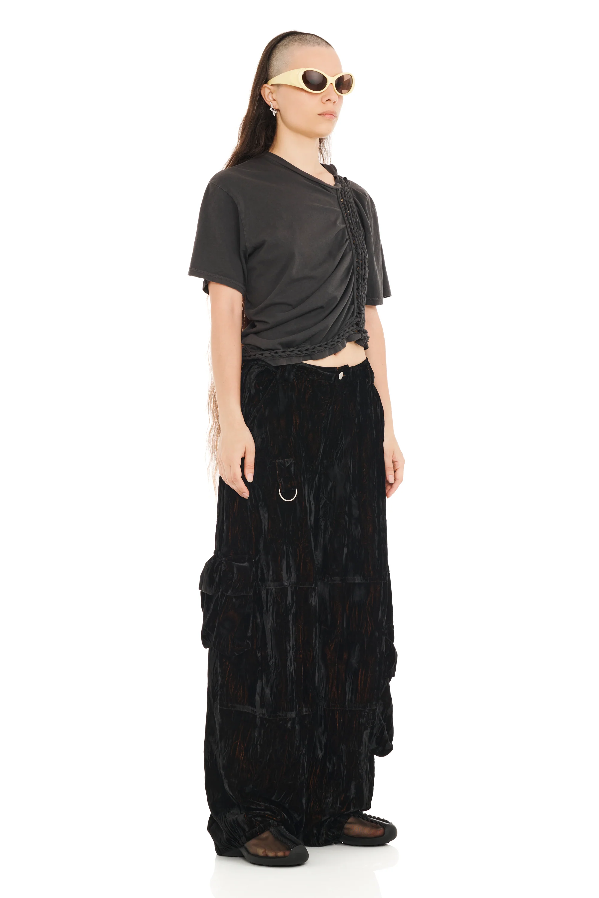 BLACK VELVET LAWN CARGO PANT - Image 8