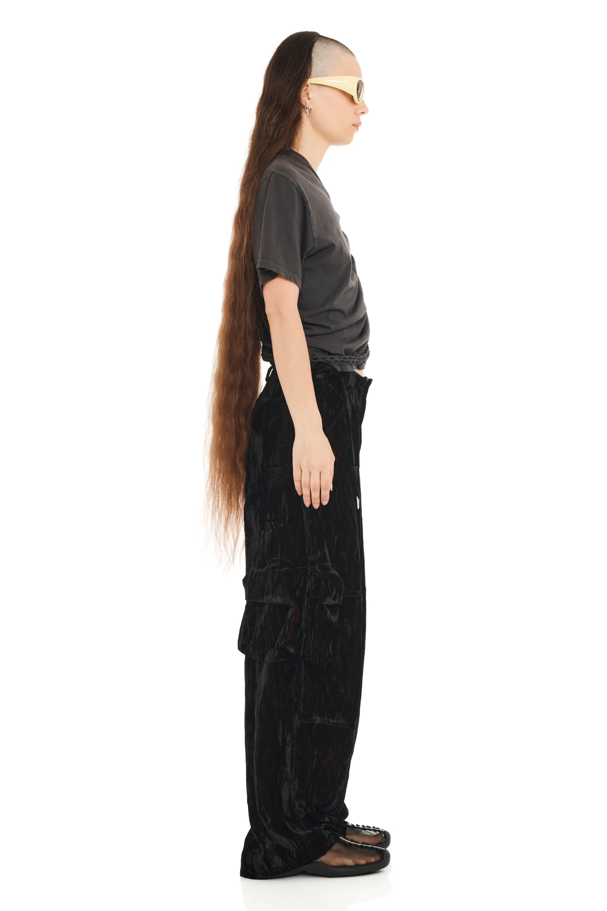 BLACK VELVET LAWN CARGO PANT - Image 9