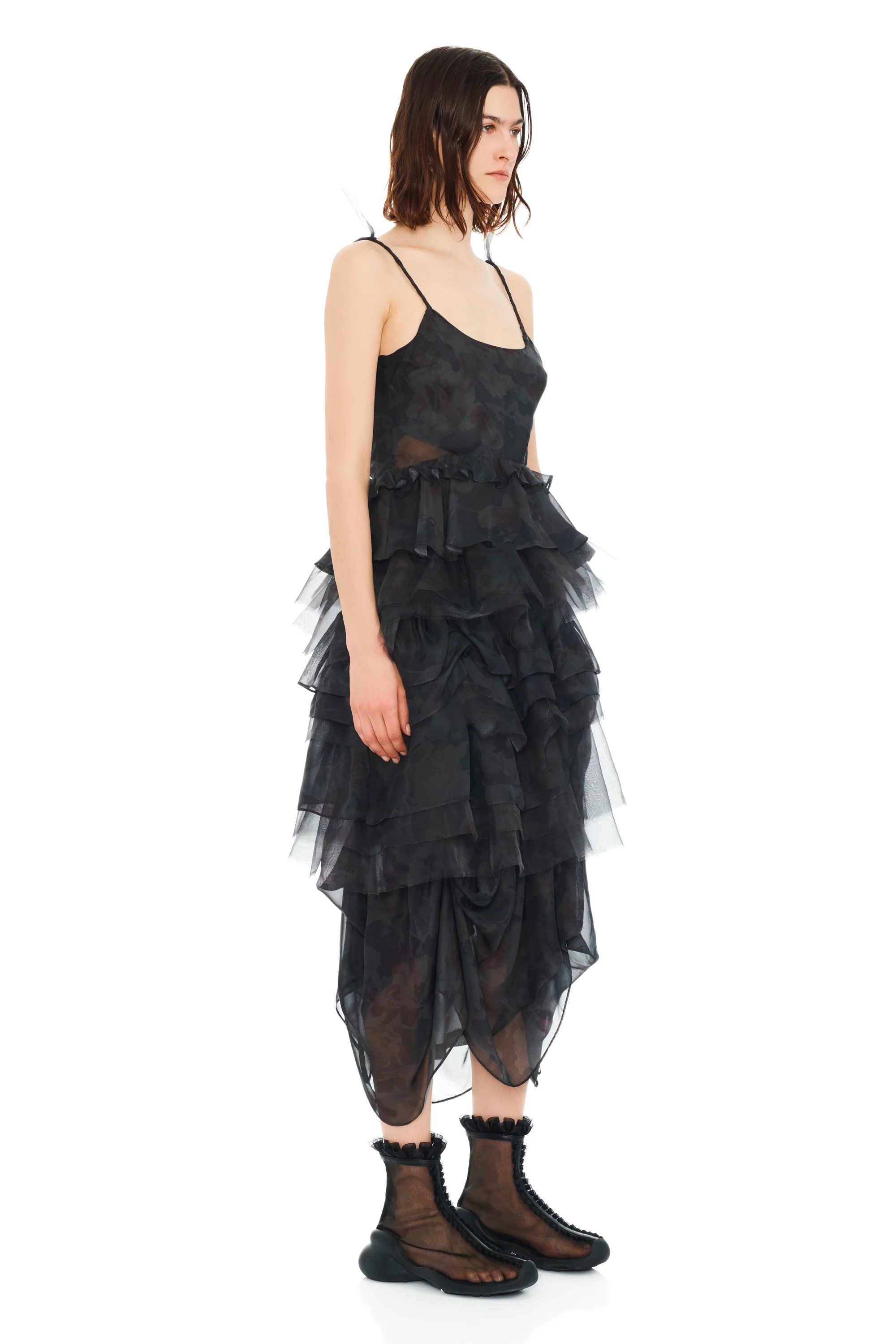 BLACK WATERCOLOR ROSES GERANIUM DRESS - Image 3