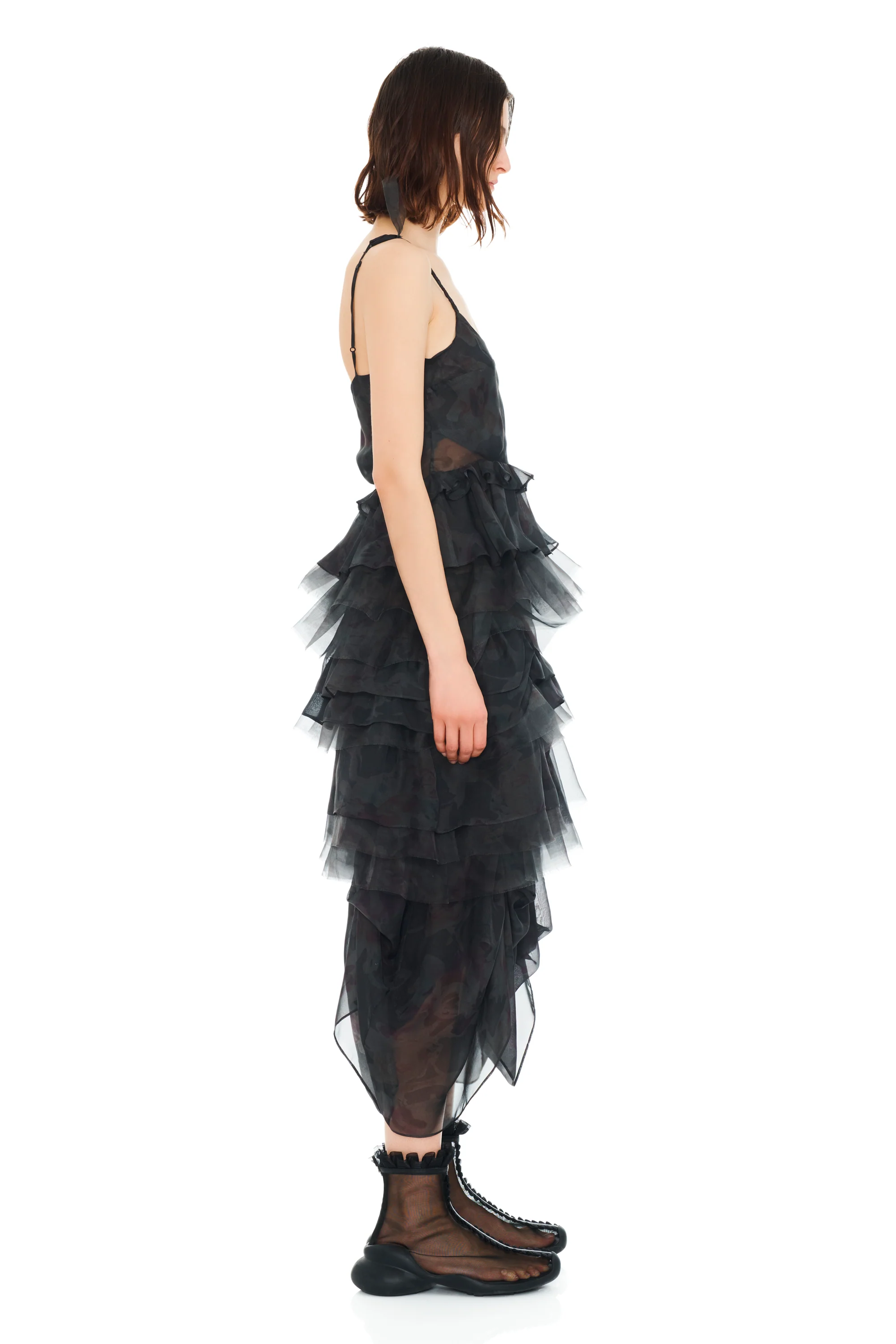 BLACK WATERCOLOR ROSES GERANIUM DRESS - Image 4