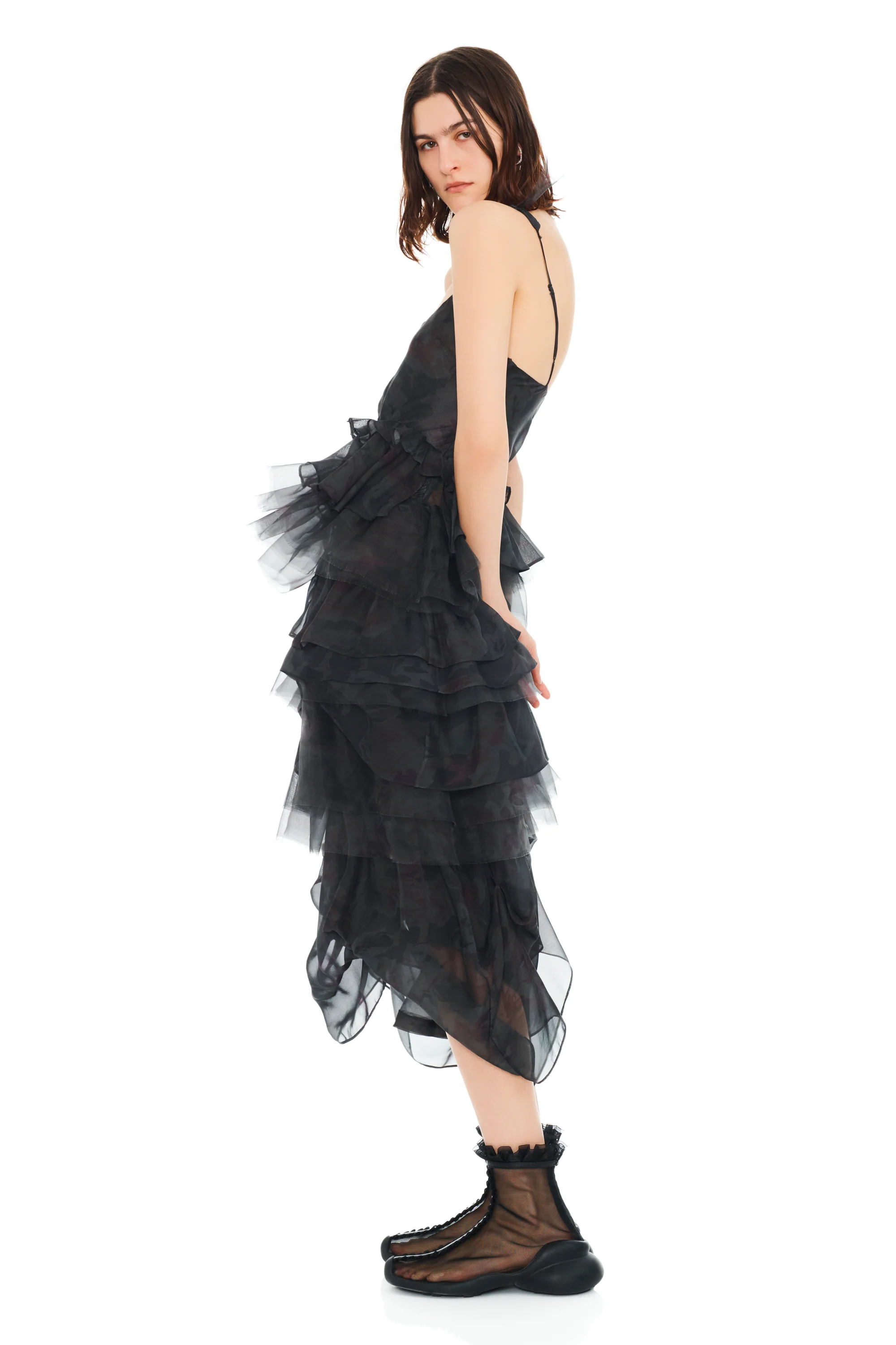 BLACK WATERCOLOR ROSES GERANIUM DRESS - Image 6