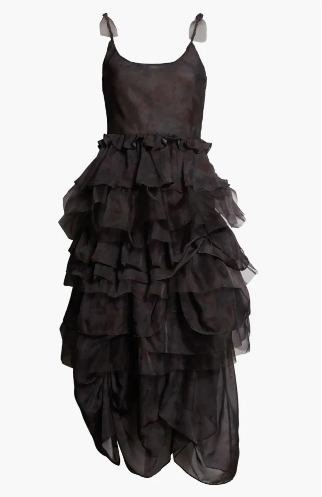 BLACK WATERCOLOR ROSES GERANIUM DRESS - Image 7