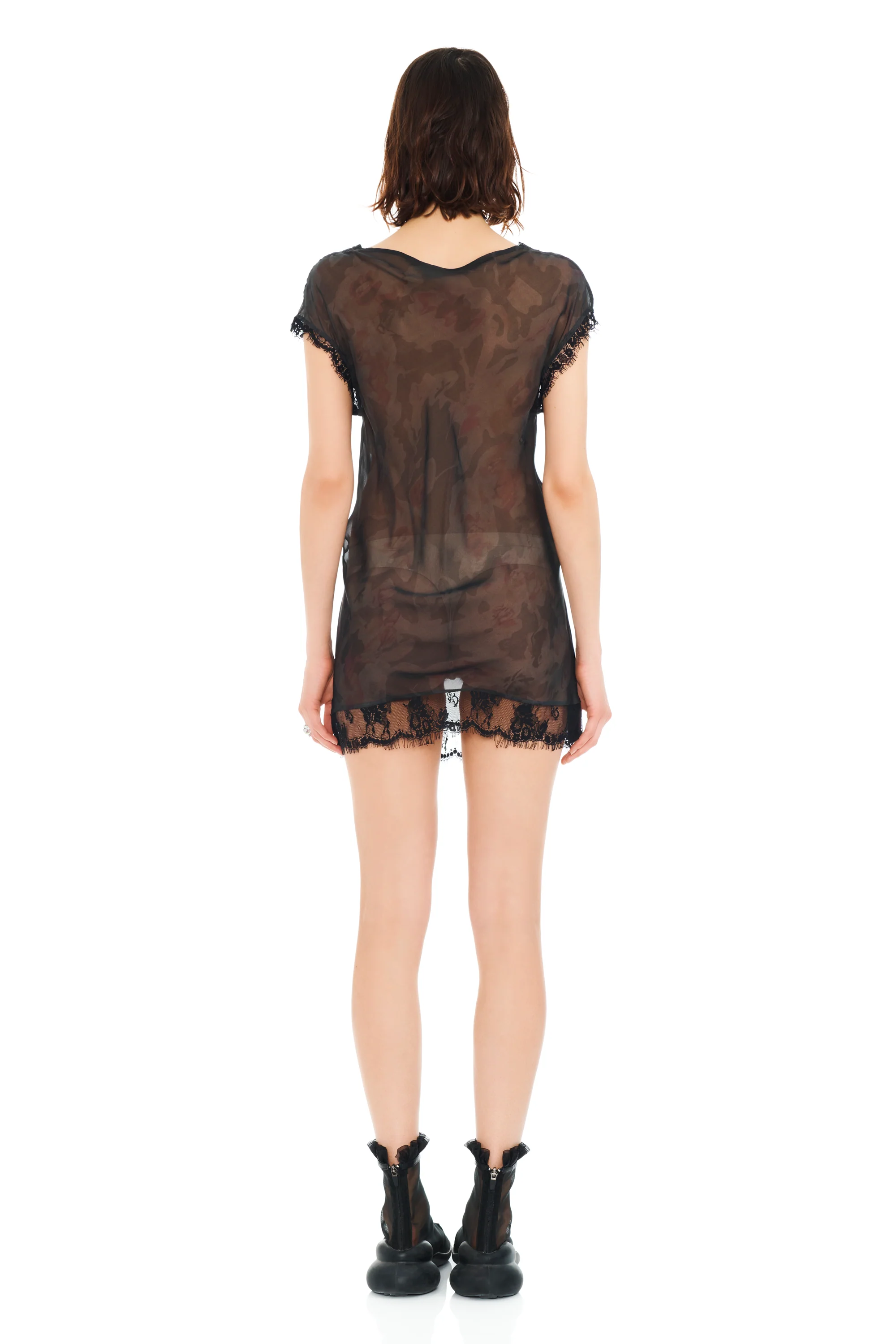 BLACK WATERCOLOR ROSES WATERLILY MINI DRESS - Image 5