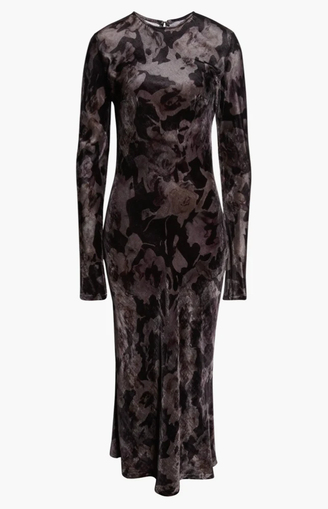 BLACK WATERCOLOR ROSES YURI DRESS - Image 3