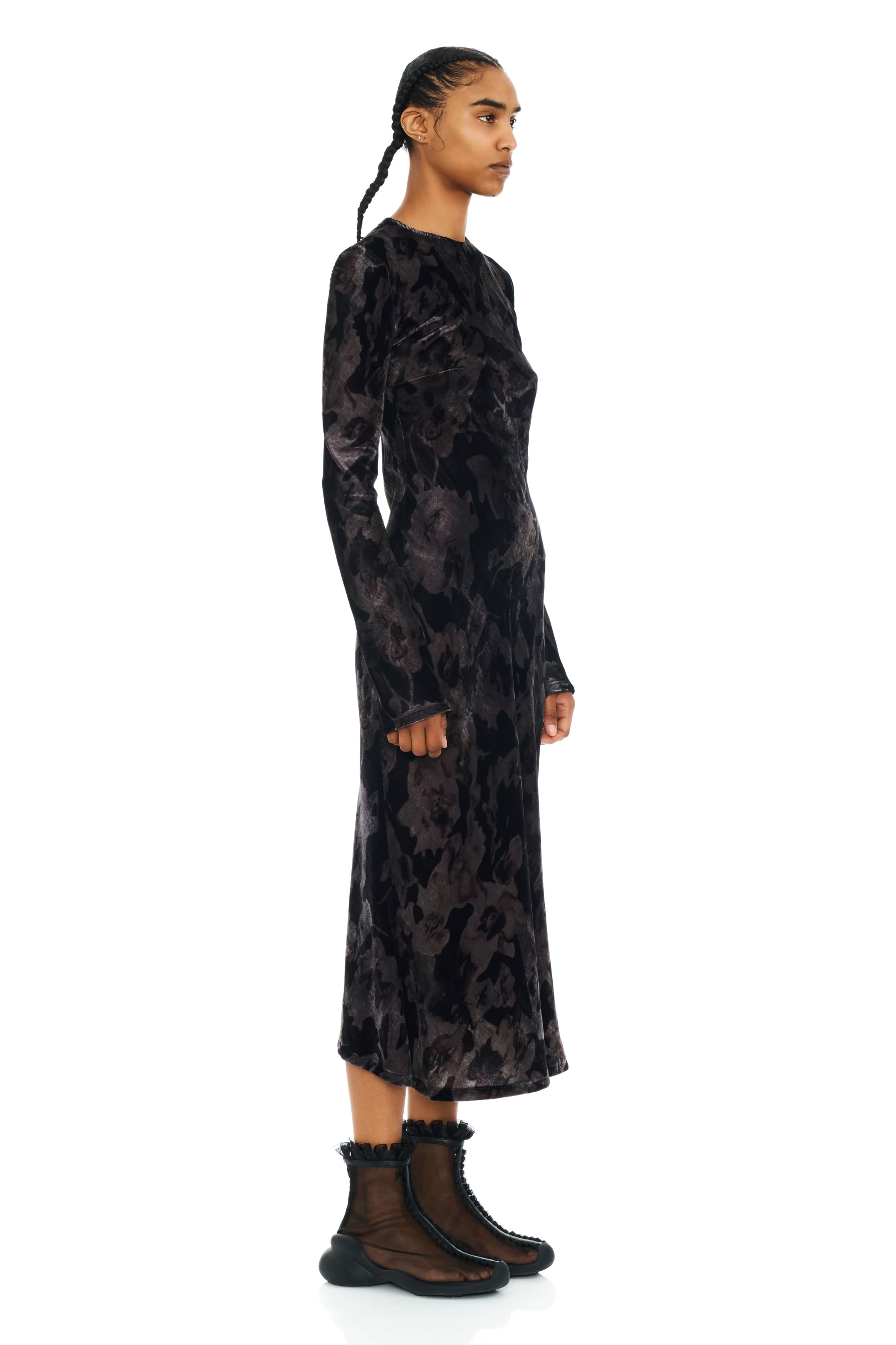 BLACK WATERCOLOR ROSES YURI DRESS - Image 4