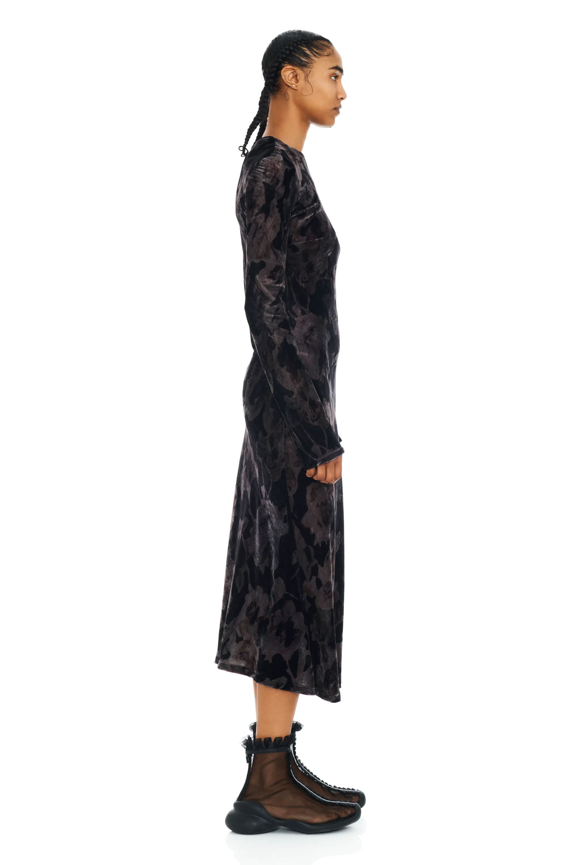 BLACK WATERCOLOR ROSES YURI DRESS - Image 5