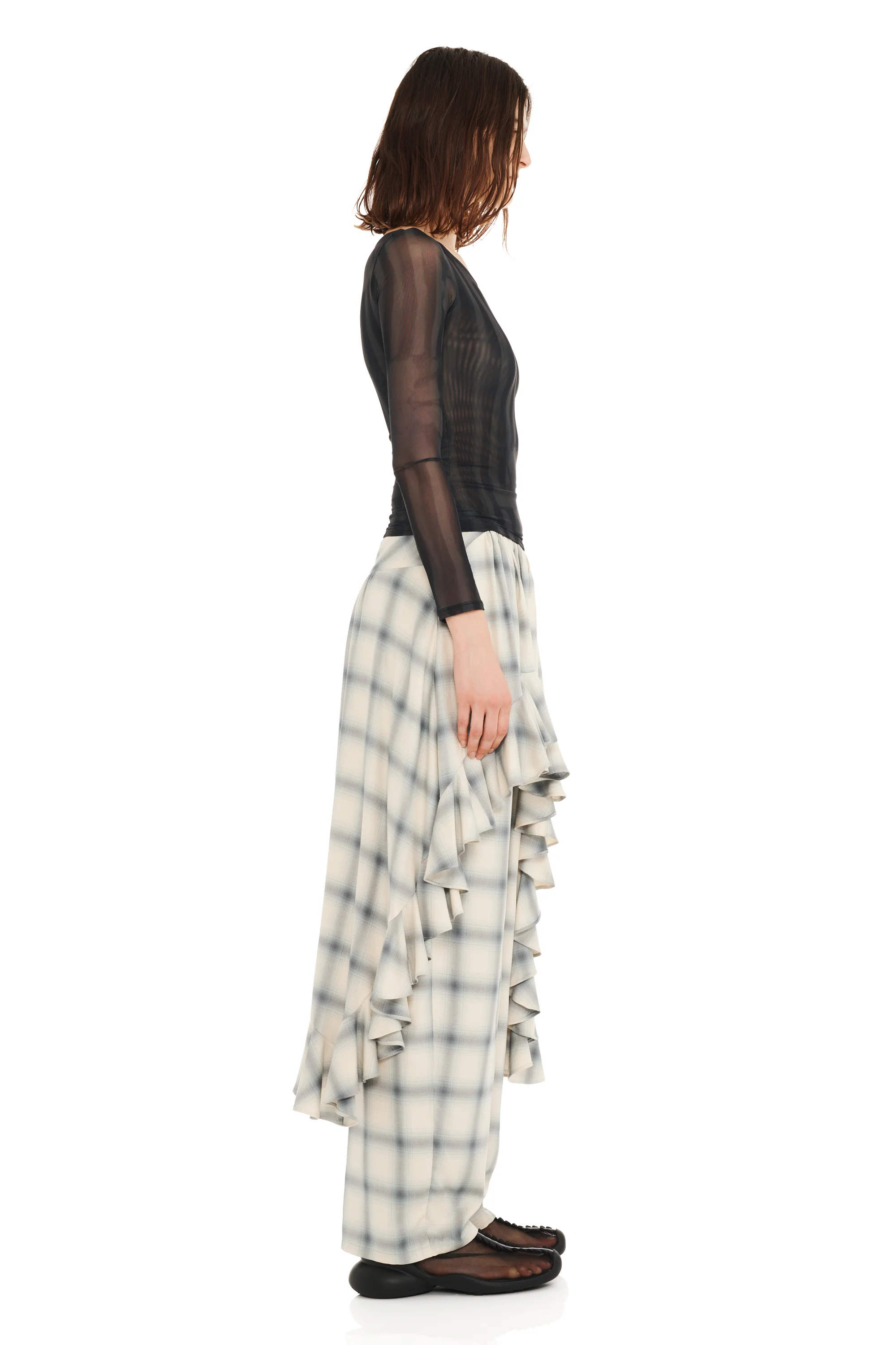 BLACK WAVY FLOWER STRIPE CARDIO CREW - Image 4