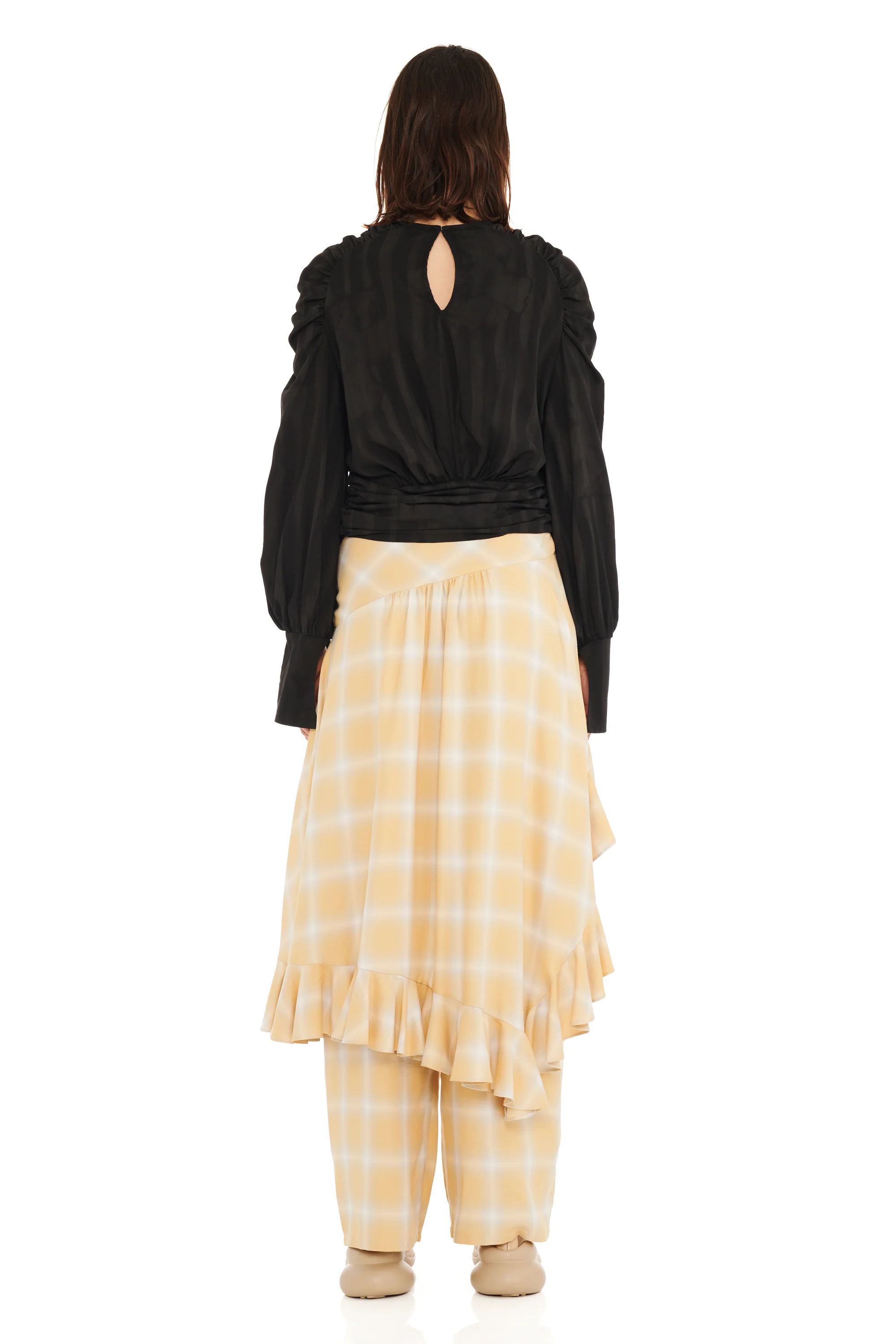 BLACK WAVY FLOWER STRIPE IRIS TOP - Image 5