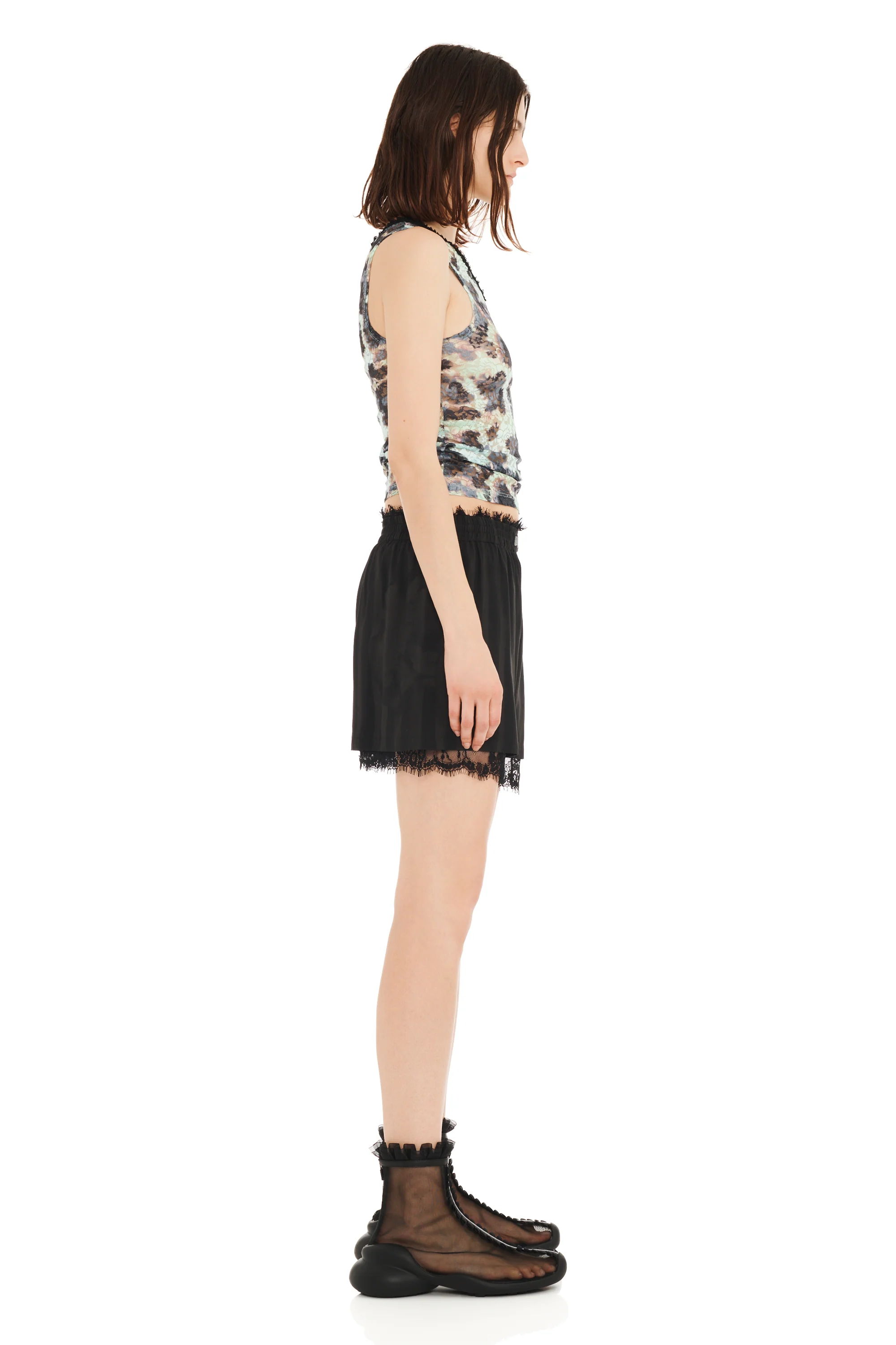 BLACK WAVY FLOWER STRIPE MINI ODEON BOXER - Image 4