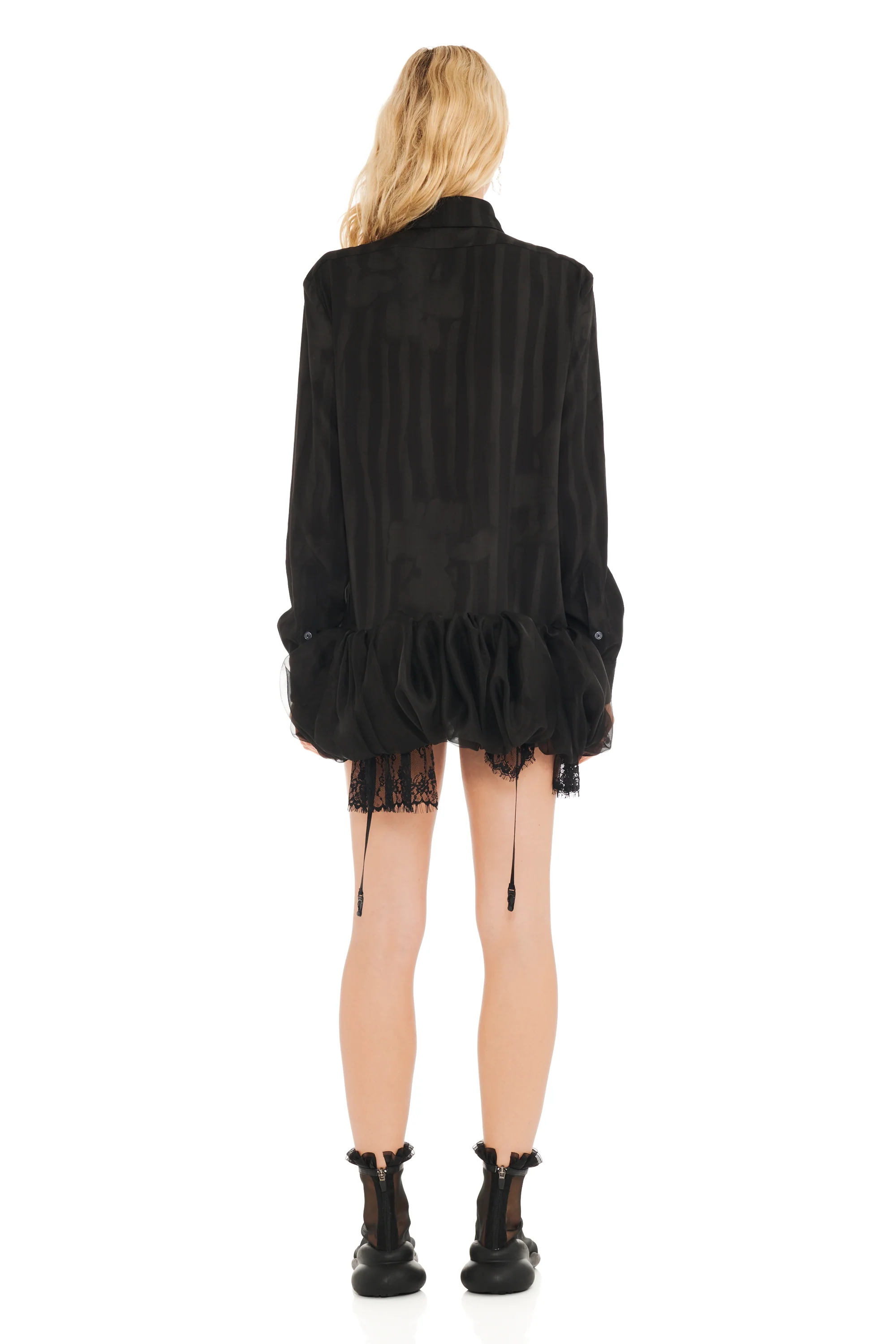 BLACK WAVY FLOWER STRIPE VALERIAN DRESS - Image 6