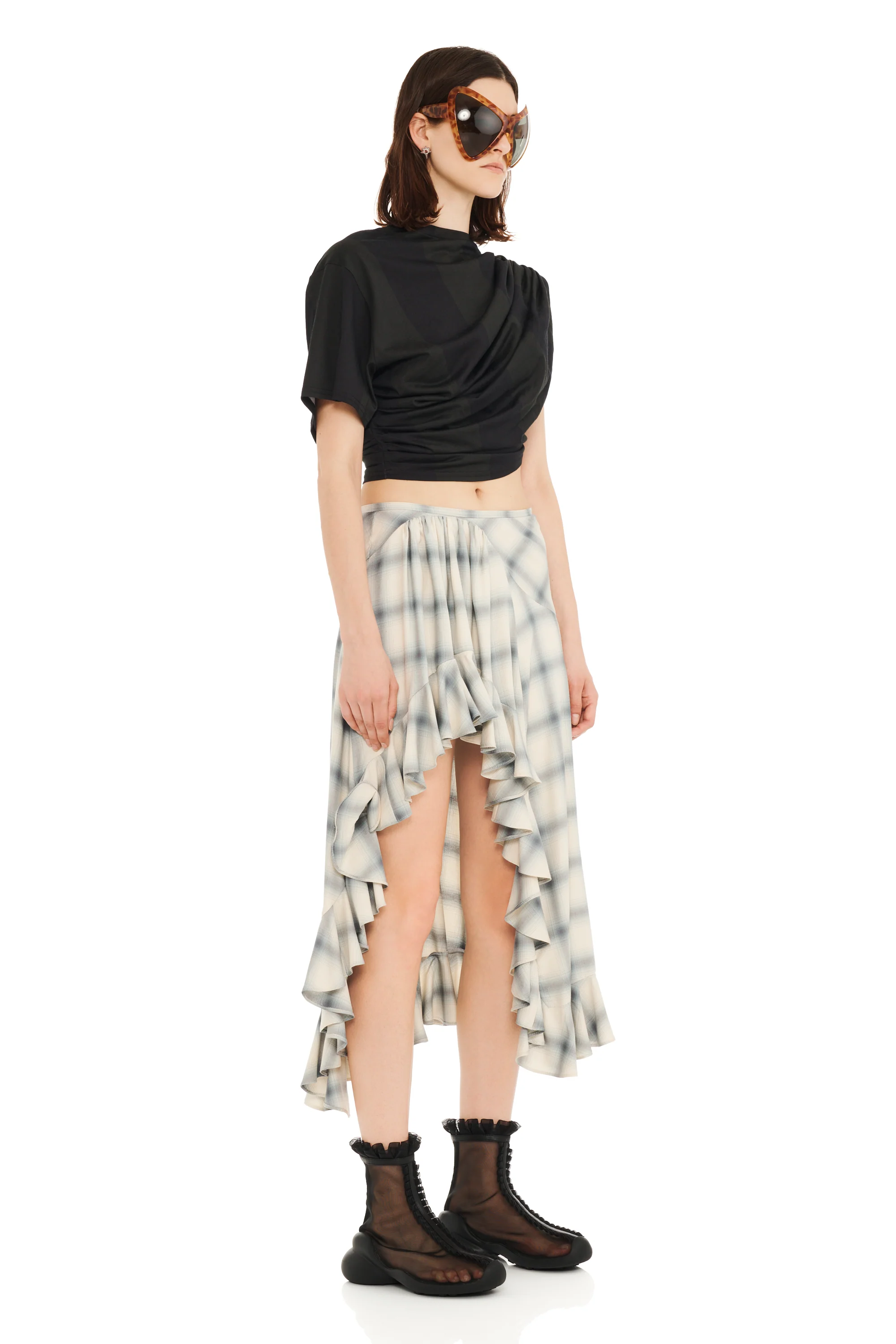 CLOUDY PLAID FLORIST SKIRT - Image 3