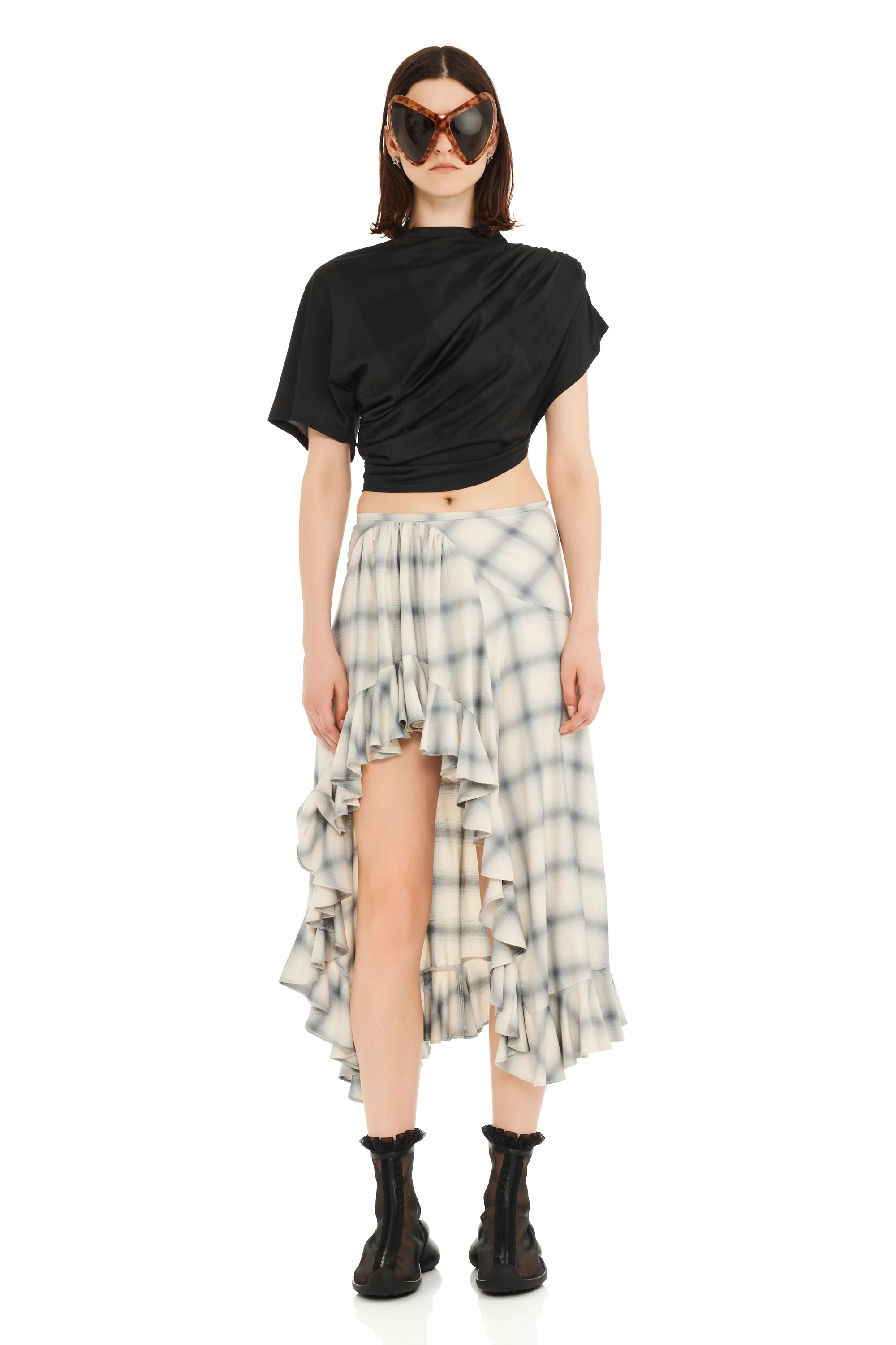 CLOUDY PLAID FLORIST SKIRT - Image 4
