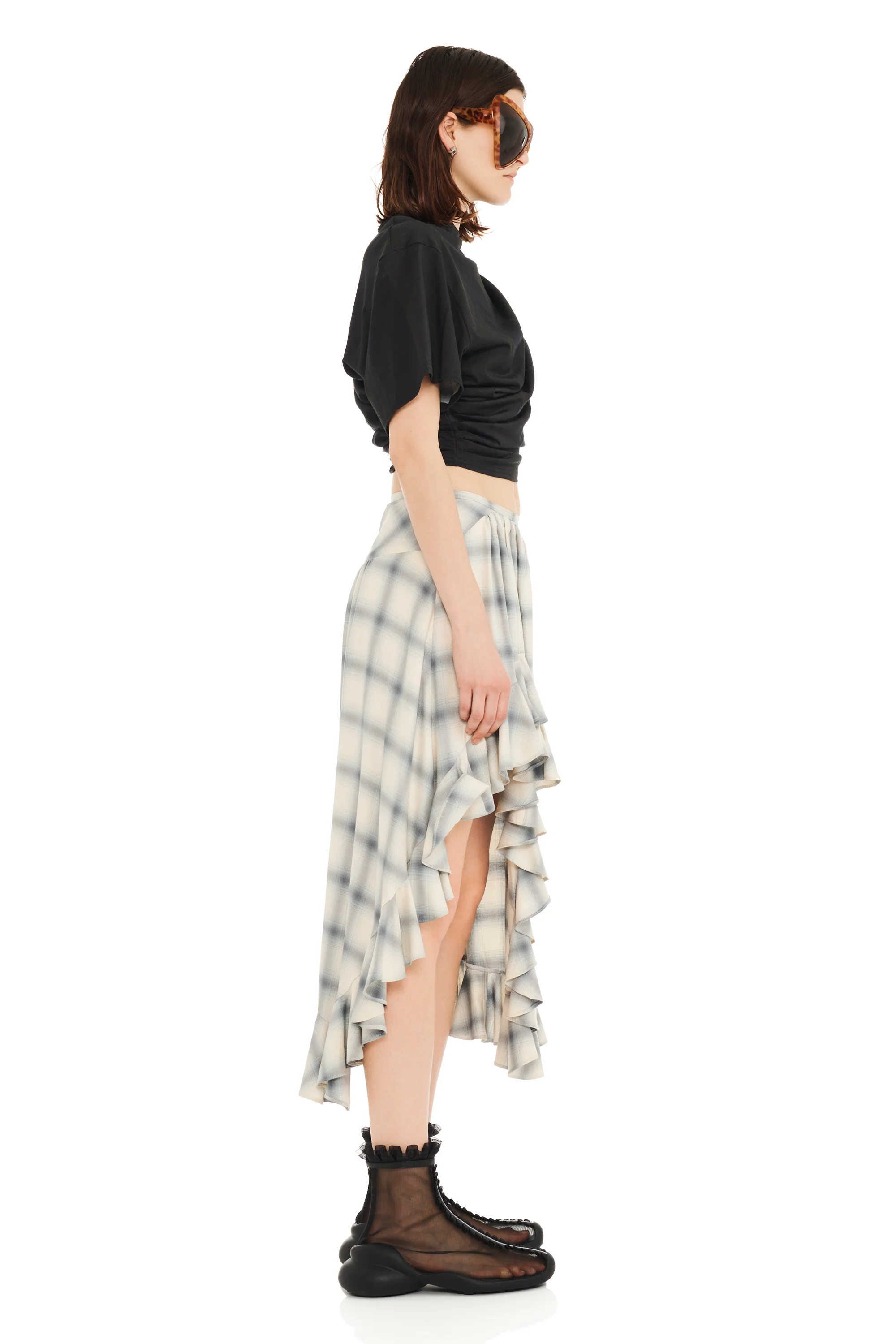 CLOUDY PLAID FLORIST SKIRT - Image 5