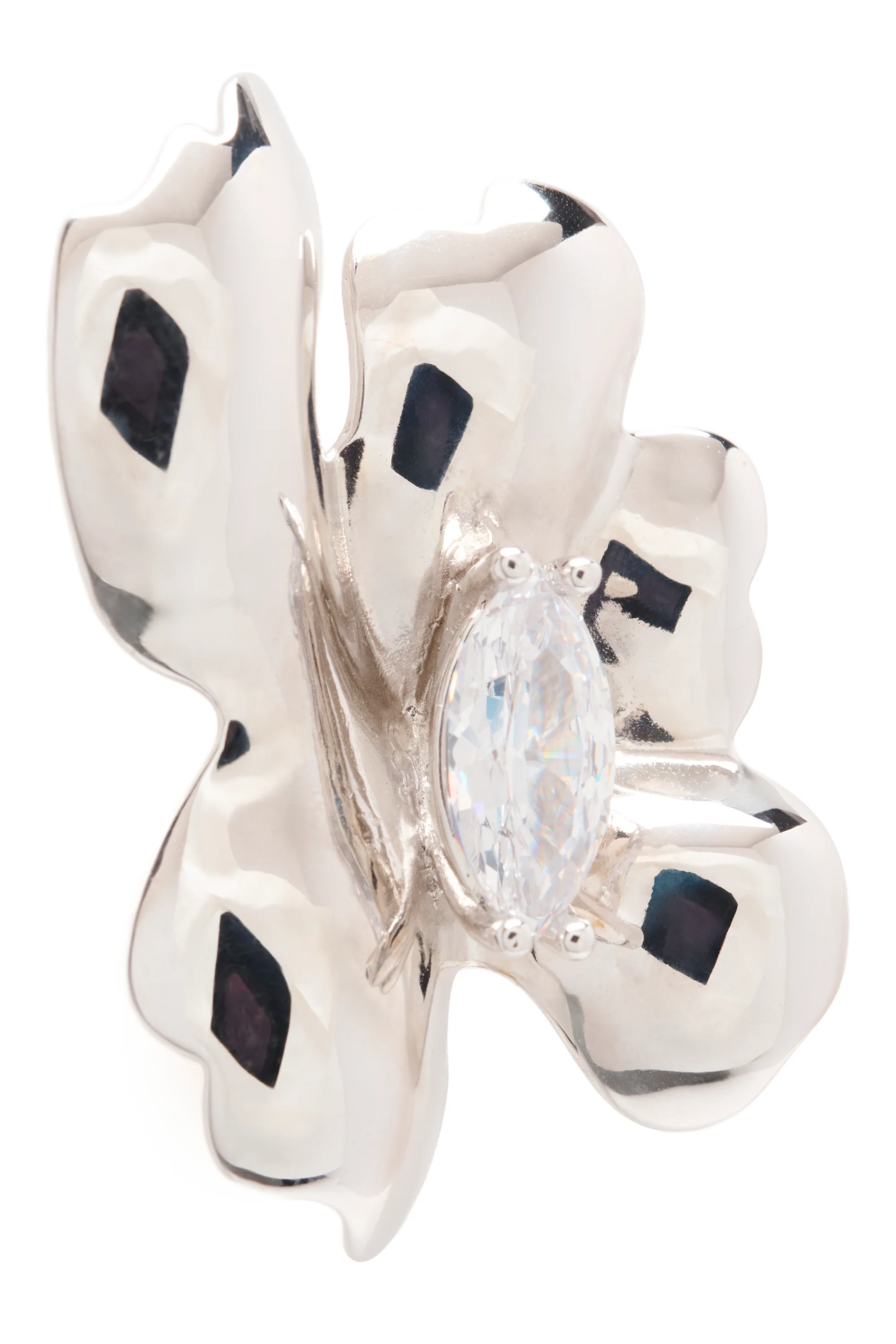 CRYSTAL CLEAR MOLTEN FLOWER EARRING - Image 3