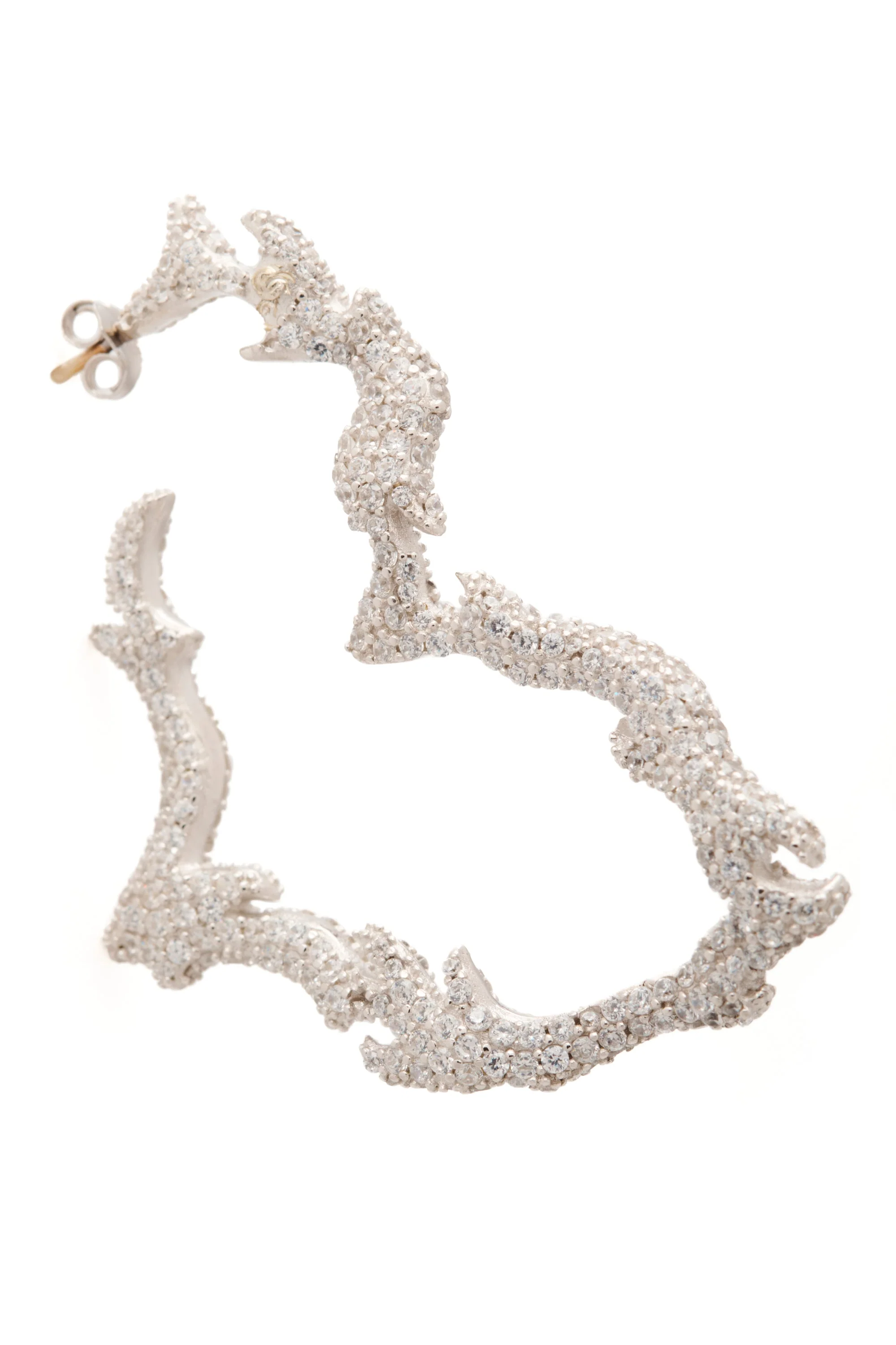 CRYSTAL CLEAR FLAME HEART EARRINGS - Image 3