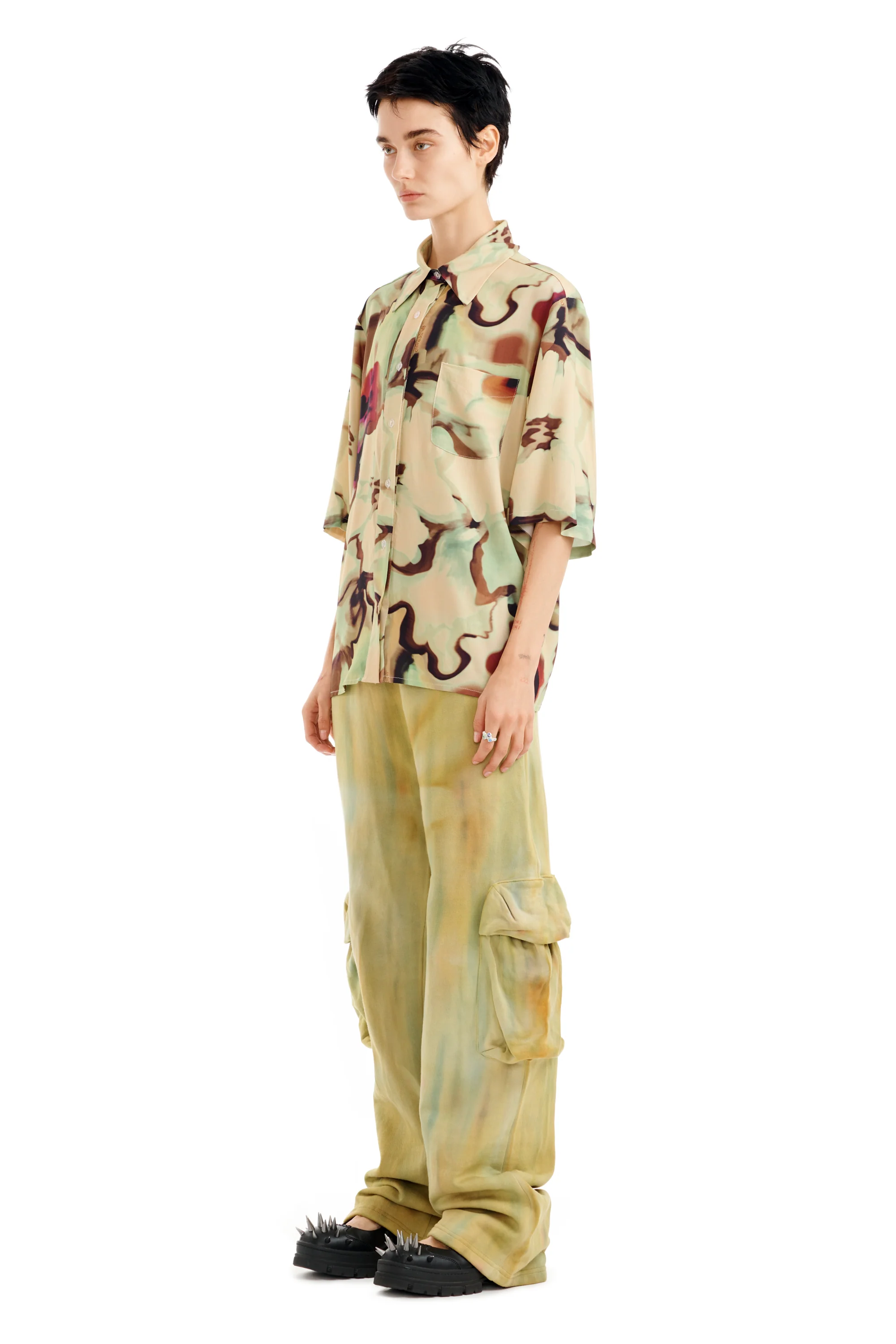 WATERCOLOR FLORAL MARKET BUTTON UP - Image 3